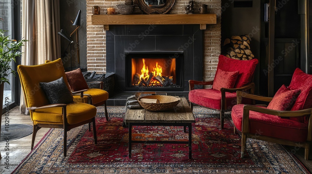Cozy Lounge Area with Warm Fireplace and Comfortable Seating Cozy Lounge Area with Warm Fireplace and Comfortable Seating