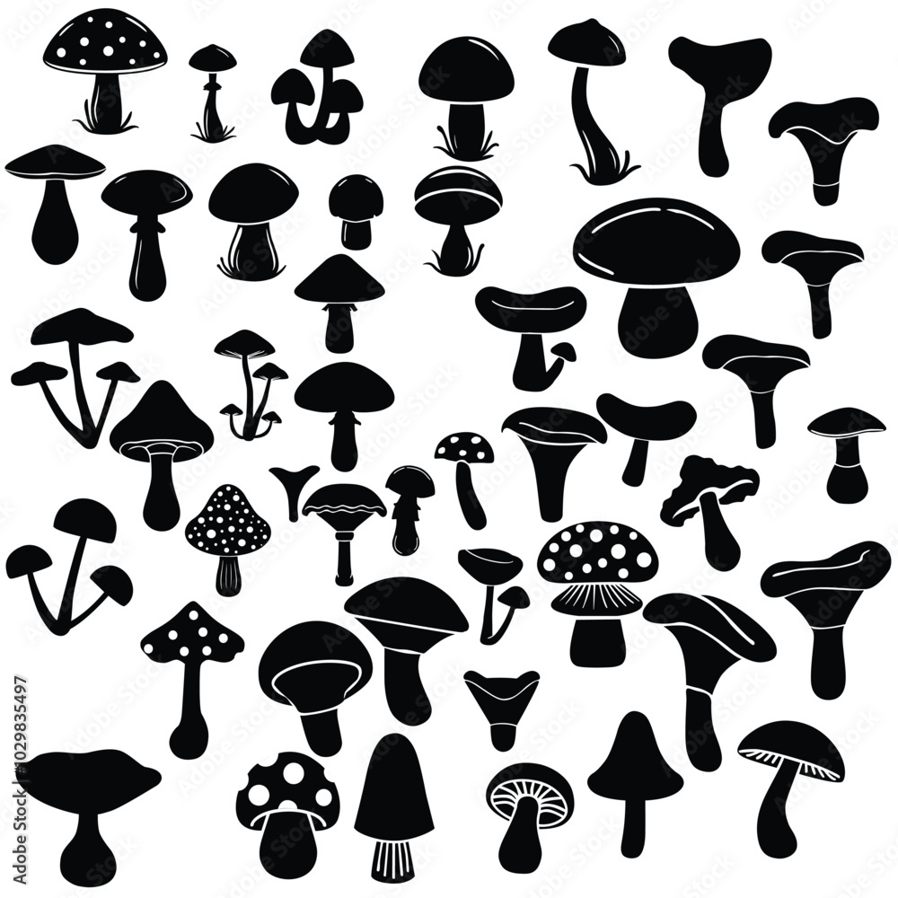 Elegant Silhouette Mushroom Designs Elegant Silhouette Mushroom Designs