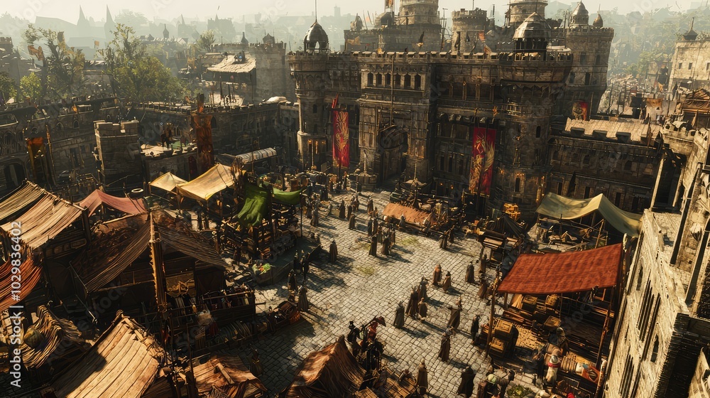 Grand Templar Fortress in Medieval City Heart Grand Templar Fortress in Medieval City Heart