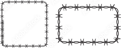 Twisted barbed wire silhouettes frame square shapes