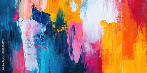 Abstract colorful oil painting on canvas.