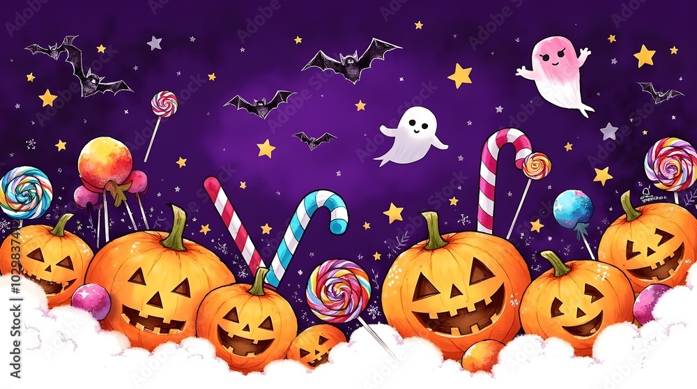 Spooky Halloween pumpkin party illustration Spooky Halloween pumpkin party illustration