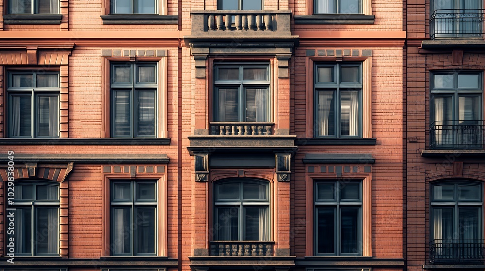 Facade of an old building with windows and balconies. Facade of an old building with windows and balconies.