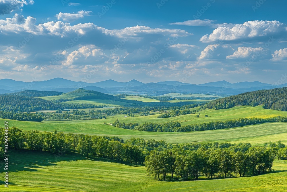Obraz premium landscape with hills and blue sky
