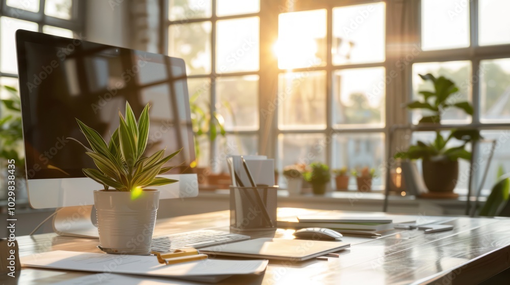 Sunlight Streaming Through Window Onto Desk Sunlight Streaming Through Window Onto Desk