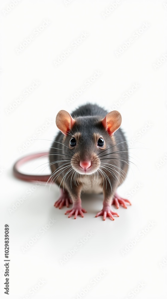 Hyperrealistic rat against a clean white background Hyperrealistic rat against a clean white background