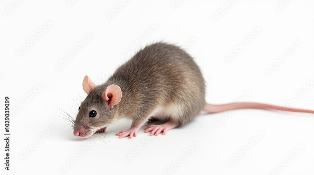 Hyperrealistic rat posing on a clean white background Hyperrealistic rat posing on a clean white background