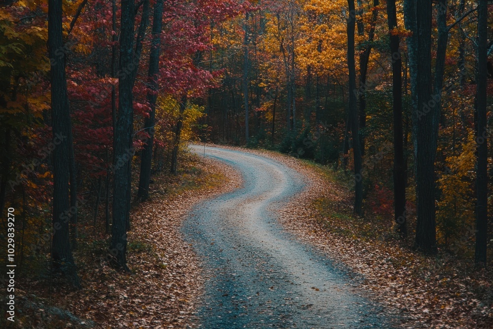 Obraz premium road in autumn forest in summer season