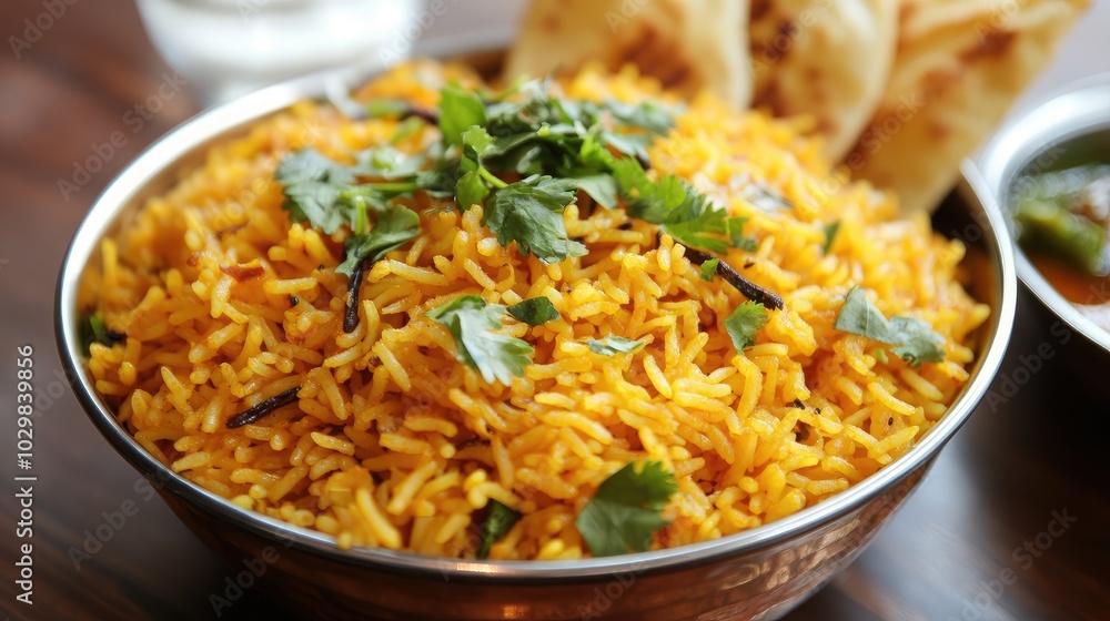 Vibrant Indian Rice Dish with Fresh Herbs Vibrant Indian Rice Dish with Fresh Herbs