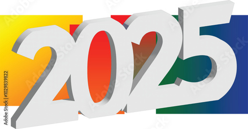 Happy new year 2025 3D design. With colorful truncated number illustrations. Premium vector design for poster, banner, greeting and new year 