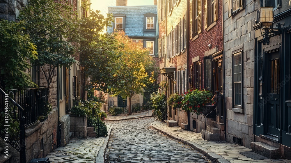 Serene View of Historic District in City Serene View of Historic District in City