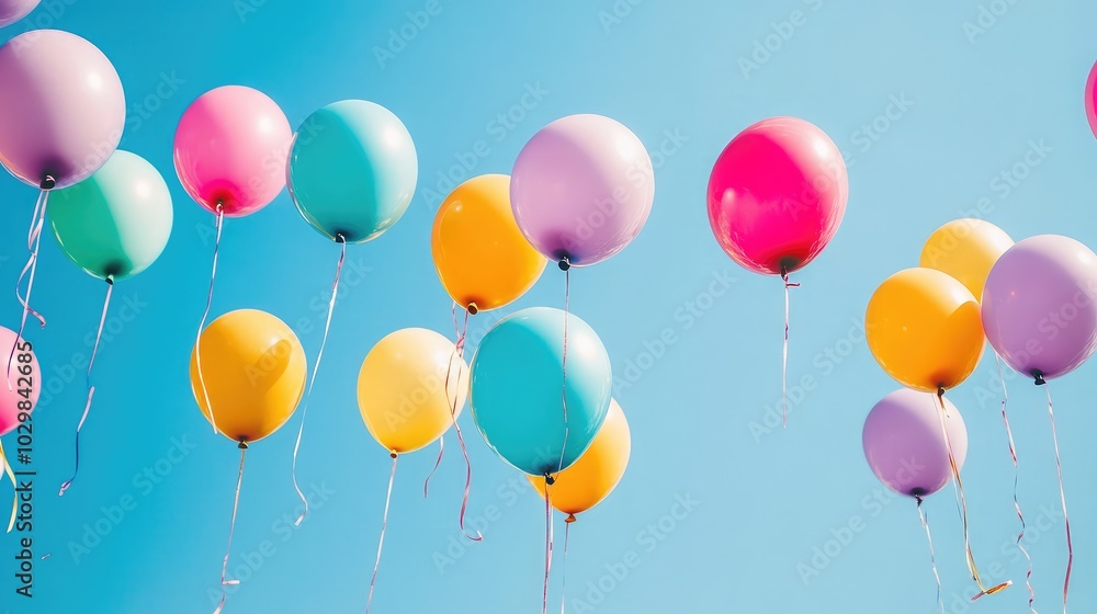 Colorful Balloons Against a Bright Sky Colorful Balloons Against a Bright Sky