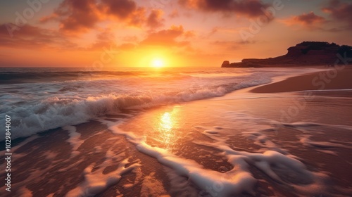 Golden Sunset on a Sandy Beach