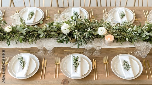 Elegant Table Setting with Greenery and Candles