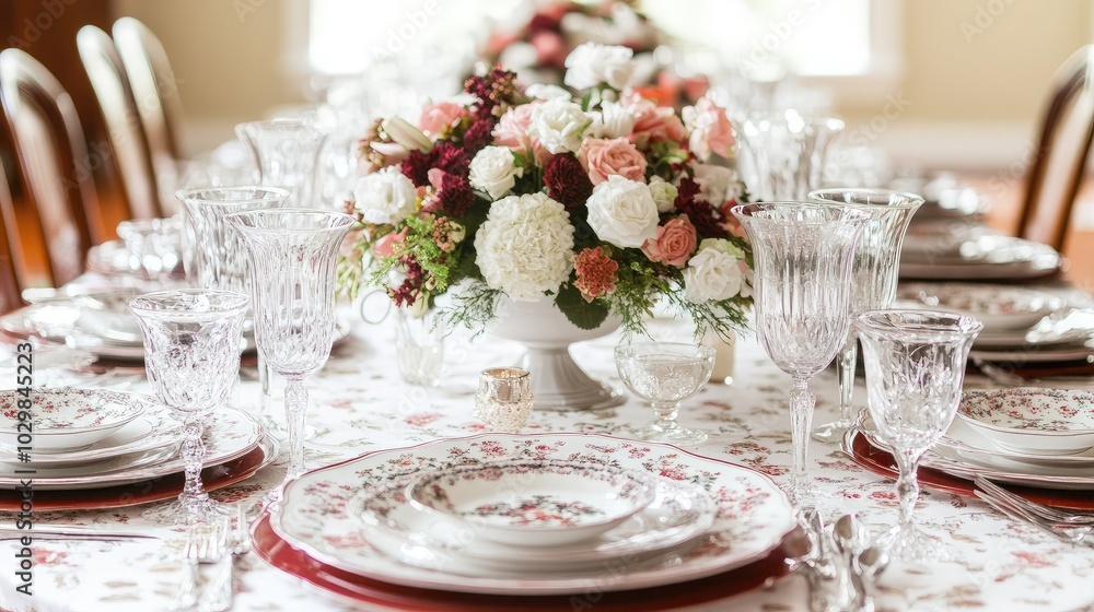 Fototapeta premium Elegant Floral Table Setting for Special Occasion