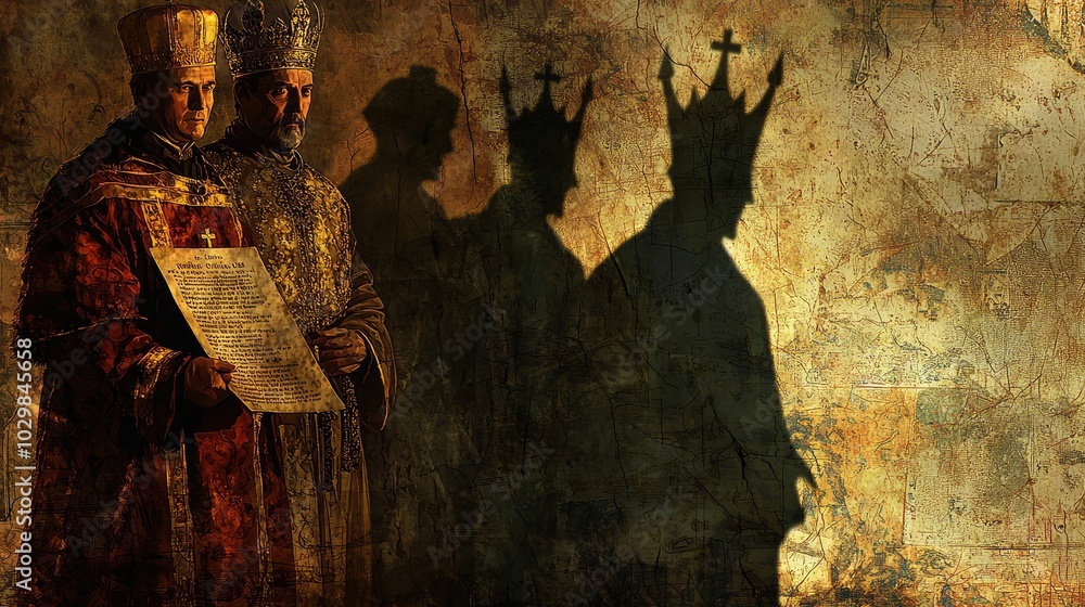 Naklejka premium Symbolic Representation of King Philip IV and Pope Clement