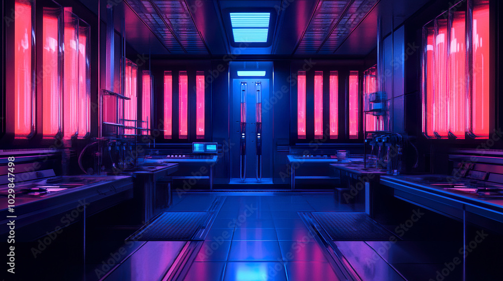 3D rendering of sci-fi space capsule interior scene 3D rendering of sci-fi space capsule interior scene