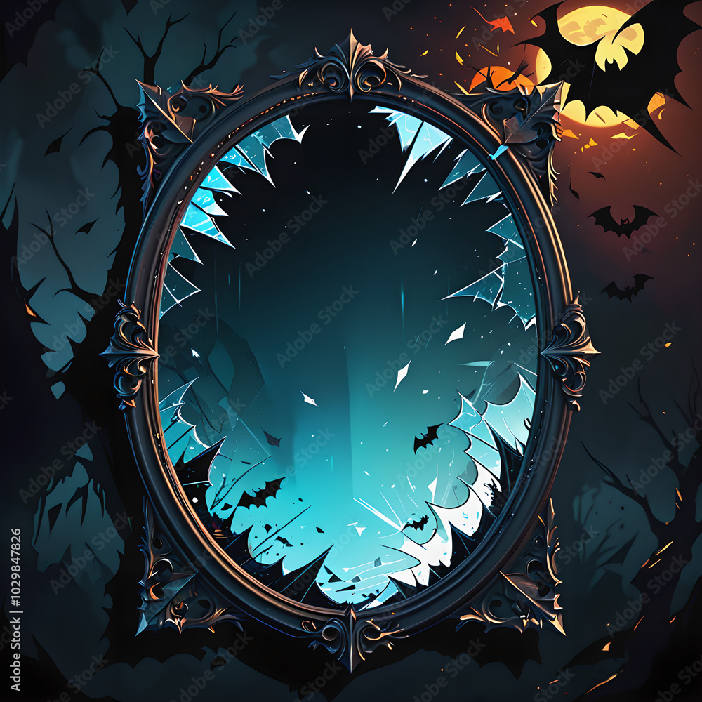Obraz premium Cursed Mirror: Haunting Halloween Dark Fantasy Sticker