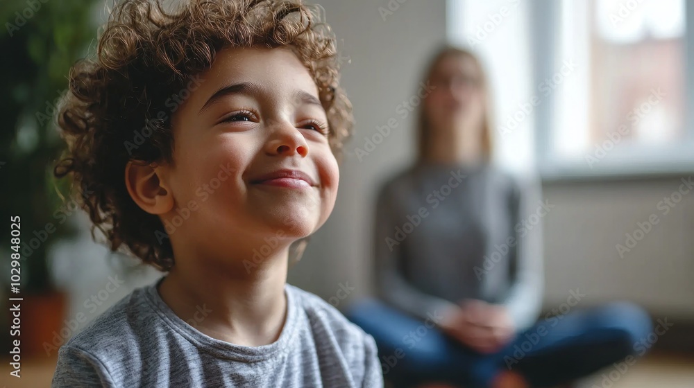 Child Stress Management: A young child practicing stress-relief techniques, such as deep breathing, with a school counselor. Child Stress Management: A young child practicing stress-relief techniques, such as deep breathing, with a school counselor.