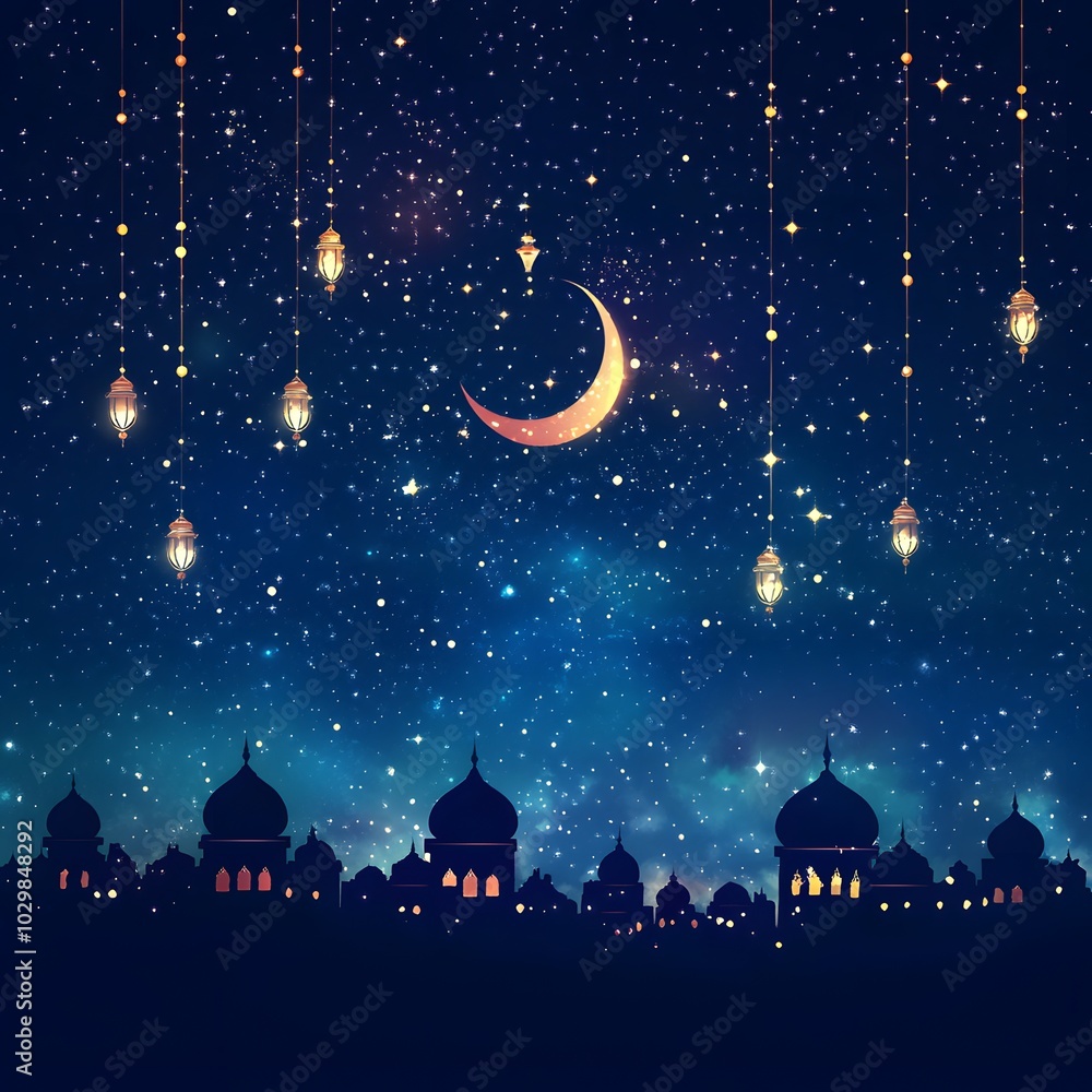 Fototapeta premium a starry night sky with a crescent moon