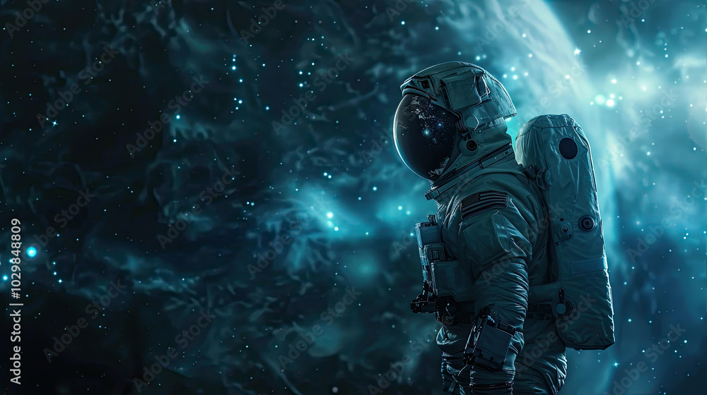 an astronaut in space suit exploring outer space. an astronaut in space suit exploring outer space.