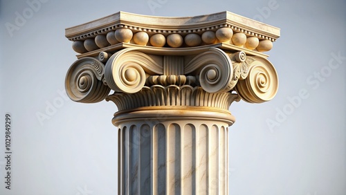 Elegant Greek Column Isolated on White Background for Architectural Photography and Design Projects