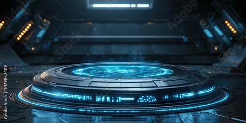 C4D sci-fi technology launch station booth background
