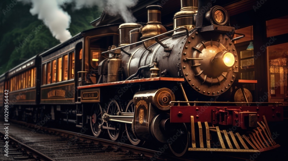 Obraz premium Vintage Steam Locomotive Train