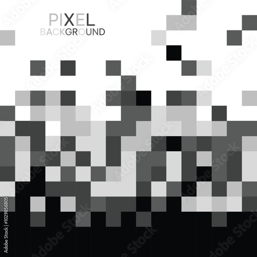 Abstract pixel background. Pixel mosaic textures with simple square particles. Pixel disintegration background