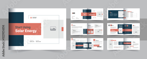 Modern solar energy company profile brochure design, Green Energy landscape brochure template or eco world, bioenergy, solar power template