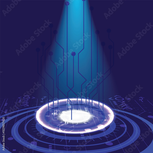 Abstract fantastic background with circle digital network ring. Technology background