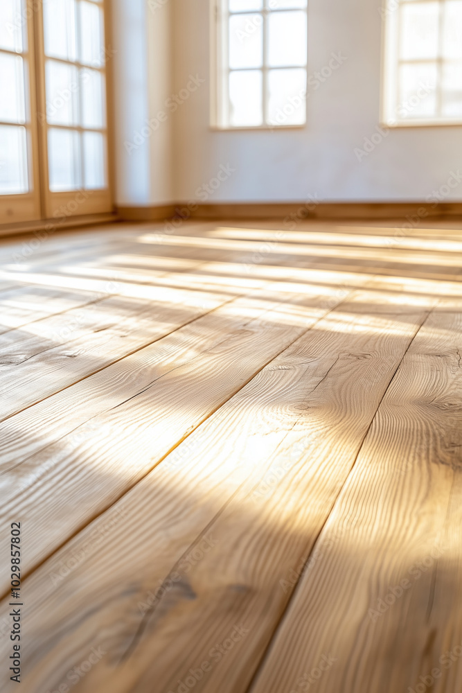 Inviting Rustic Interior Featuring Rich Grain Pine Wood Plank Flooring and Abundant Natural Light Through Large Windows Inviting Rustic Interior Featuring Rich Grain Pine Wood Plank Flooring and Abundant Natural Light Through Large Windows