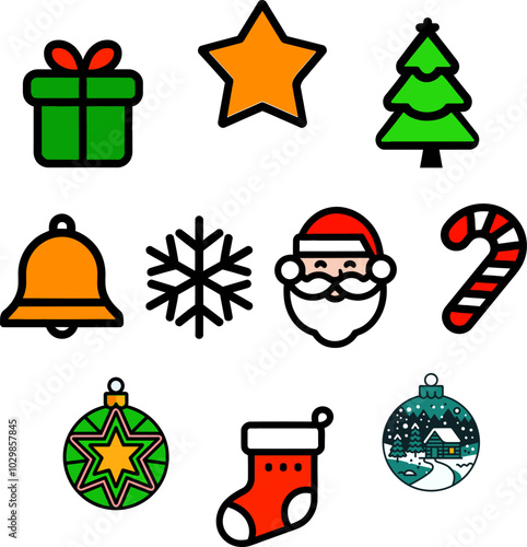 Christmas elements set vector illustration