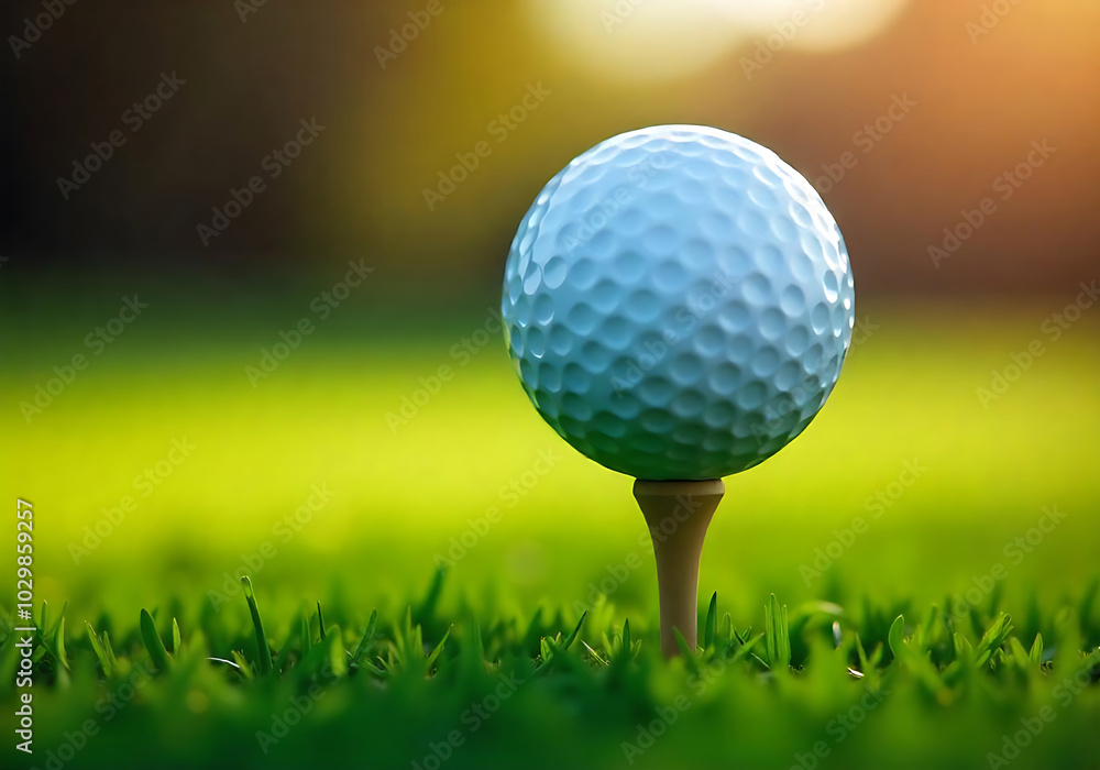 Golf Ball on Lush Green Grass Golf Ball on Lush Green Grass