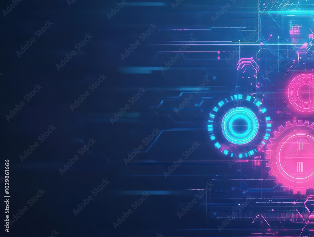 Glowing light gears, abstract neon curves, futuristic flow, hightech mechanical background Glowing light gears, abstract neon curves, futuristic flow, hightech mechanical background