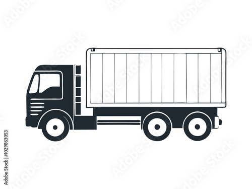 Black delivery or shipping lorry truck transportation vector icon design