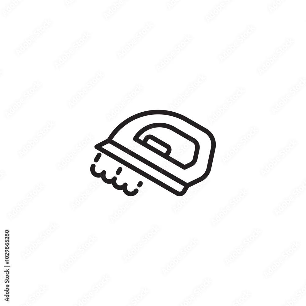 Icon of an iron with steam coming from the soleplate. A simple outline of an iron, showcasing its handle, soleplate, and steam vents. Editable icon. Icon of an iron with steam coming from the soleplate. A simple outline of an iron, showcasing its handle, soleplate, and steam vents. Editable icon.