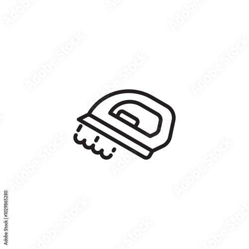 Icon of an iron with steam coming from the soleplate. A simple outline of an iron, showcasing its handle, soleplate, and steam vents. Editable icon.