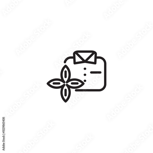 A shirt with a flower symbol next to it. A line drawing of a shirt with a flower symbol next to it, possibly representing a clothing brand, eco-friendly materials, or a floral design. Editable icon.