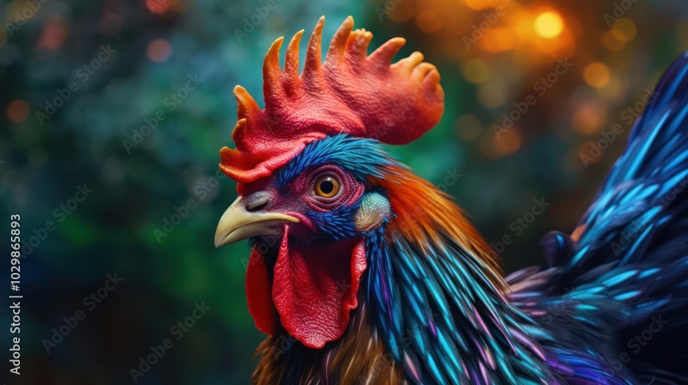 Fototapeta premium Vibrant Rooster Portrait