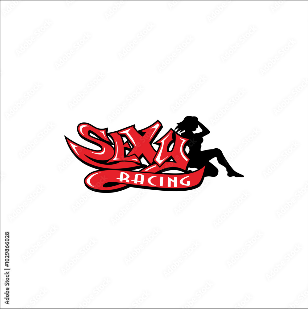 Graffiti writing sexy racing decorated with silhouettes Graffiti writing sexy racing decorated with silhouettes