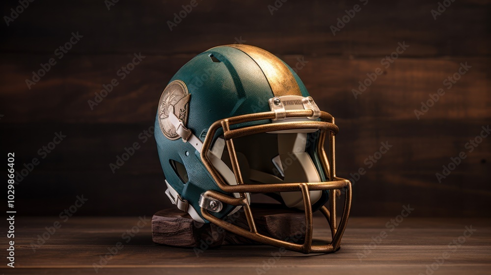 Fototapeta premium Green and Gold Football Helmet