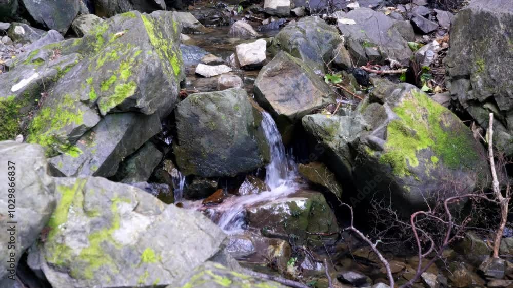 Close-Up of Water Flowing Over Rocks - Serene Nature Detail Close-Up of Water Flowing Over Rocks - Serene Nature Detail