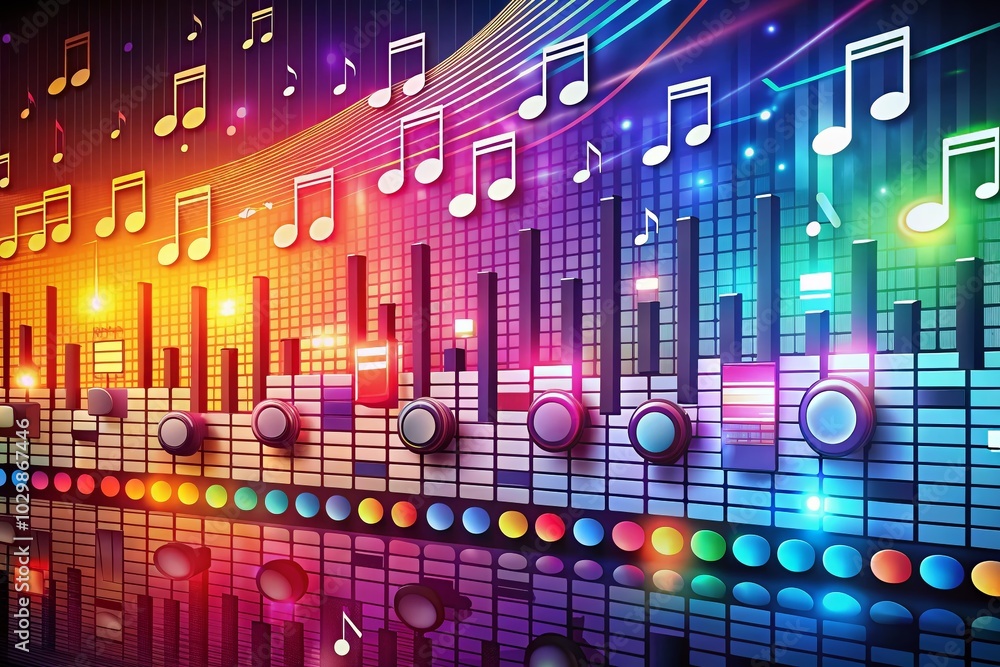 Obraz premium Equalizer Icons Web Banner Design Featuring Music Elements for SEO Optimization