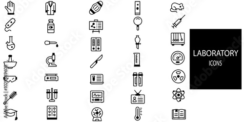 Laboratory simple concept 35 icons set.Vector illustration.