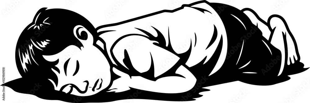 Handdrawn sleeping boy Handdrawn sleeping boy