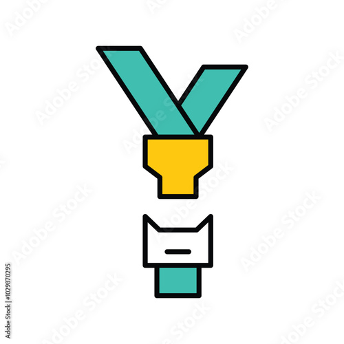 Seatbelt color line icon with white background vector stock illustration