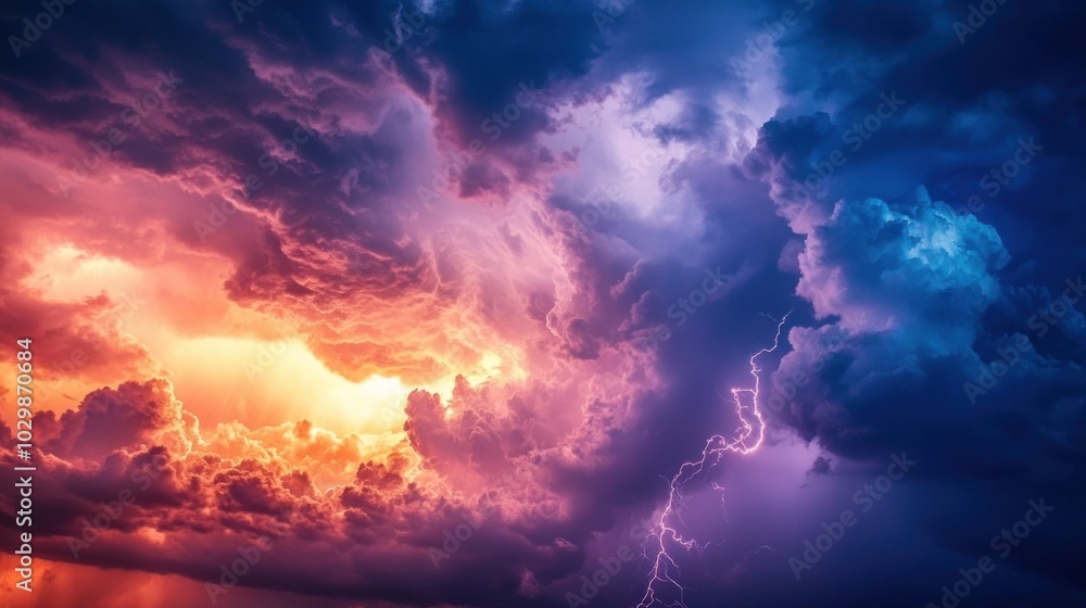 Fototapeta premium Lightning illuminating the sky during a Texas storm.