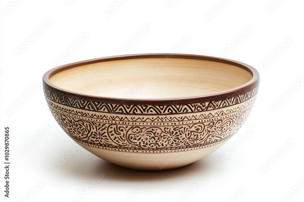Decorative ceramic bowl with intricate patterns on a white background Decorative ceramic bowl with intricate patterns on a white background