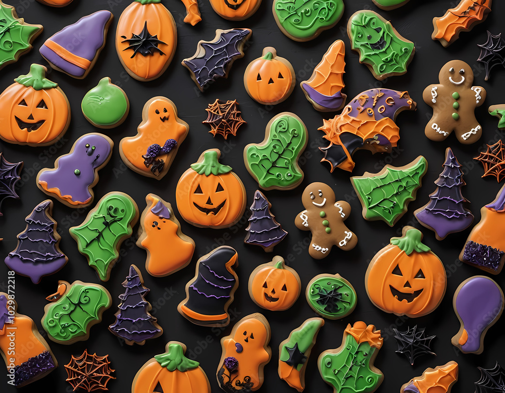 ginger cake designed with Halloween themes and shapes ginger cake designed with Halloween themes and shapes